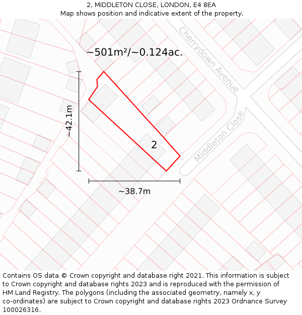 2, MIDDLETON CLOSE, LONDON, E4 8EA: Plot and title map