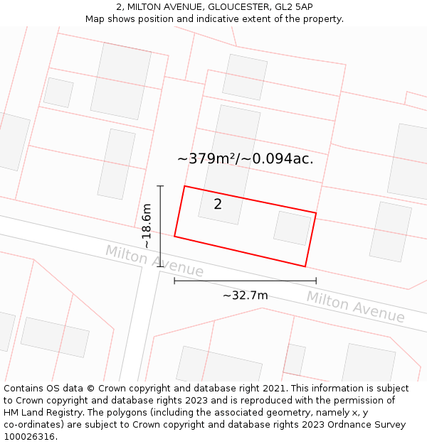 2, MILTON AVENUE, GLOUCESTER, GL2 5AP: Plot and title map