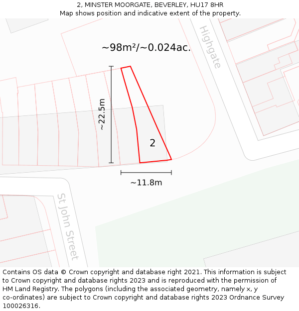 2, MINSTER MOORGATE, BEVERLEY, HU17 8HR: Plot and title map