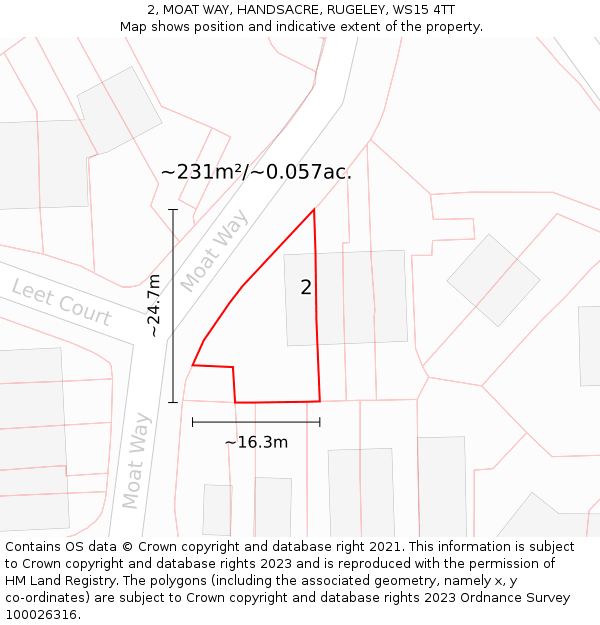 2, MOAT WAY, HANDSACRE, RUGELEY, WS15 4TT: Plot and title map