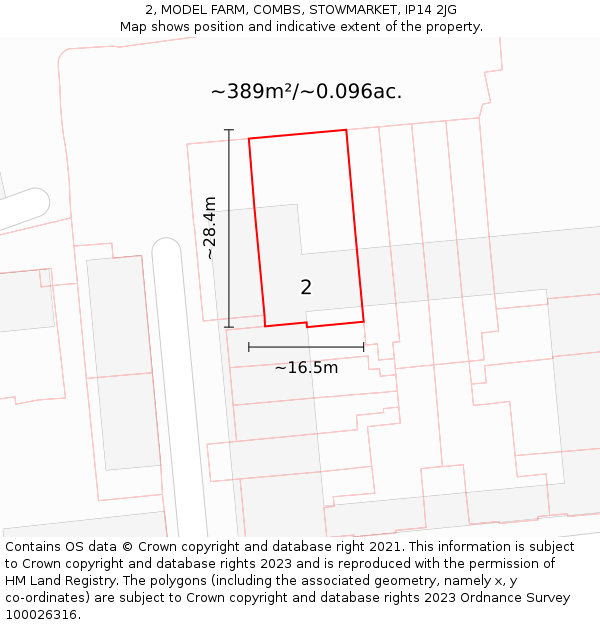 2, MODEL FARM, COMBS, STOWMARKET, IP14 2JG: Plot and title map