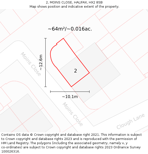 2, MOINS CLOSE, HALIFAX, HX2 8SB: Plot and title map