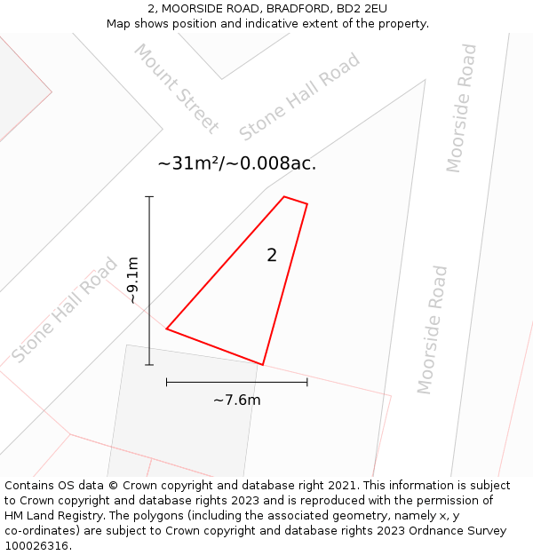 2, MOORSIDE ROAD, BRADFORD, BD2 2EU: Plot and title map