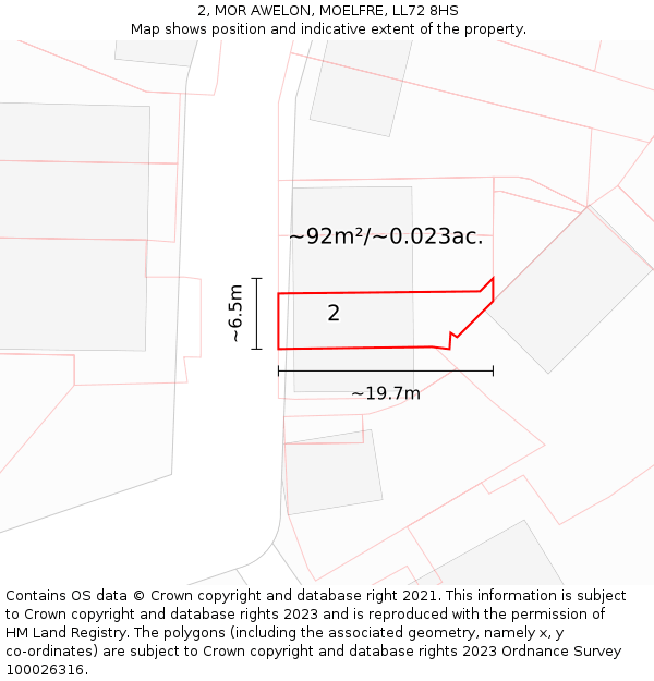 2, MOR AWELON, MOELFRE, LL72 8HS: Plot and title map