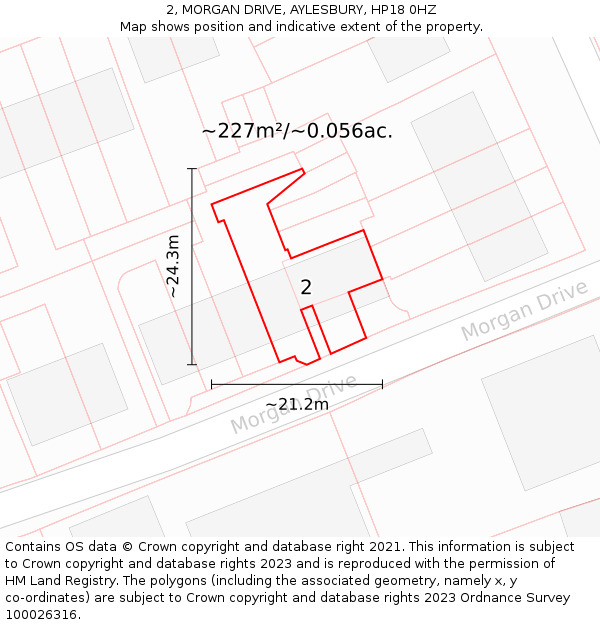2, MORGAN DRIVE, AYLESBURY, HP18 0HZ: Plot and title map