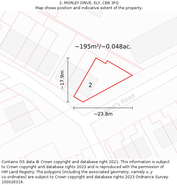 2, MORLEY DRIVE, ELY, CB6 3FQ: Plot and title map
