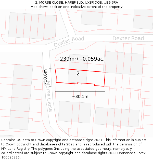 2, MORSE CLOSE, HAREFIELD, UXBRIDGE, UB9 6RA: Plot and title map