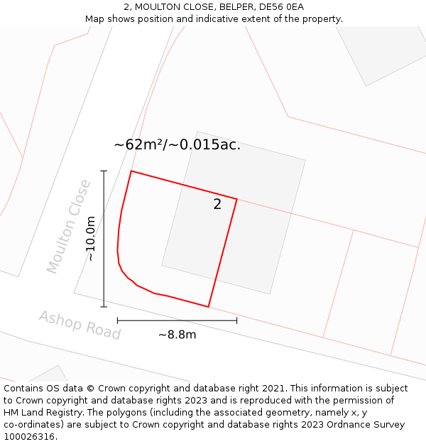 2, MOULTON CLOSE, BELPER, DE56 0EA: Plot and title map