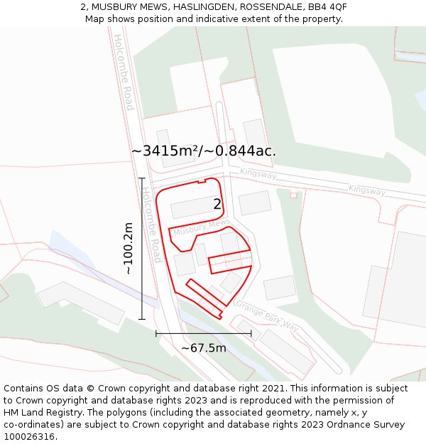 2, MUSBURY MEWS, HASLINGDEN, ROSSENDALE, BB4 4QF: Plot and title map