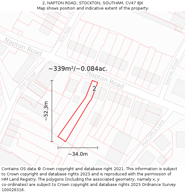 2, NAPTON ROAD, STOCKTON, SOUTHAM, CV47 8JX: Plot and title map
