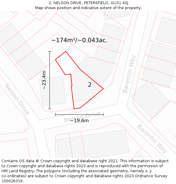 2, NELSON DRIVE, PETERSFIELD, GU31 4SJ: Plot and title map