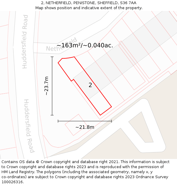 2, NETHERFIELD, PENISTONE, SHEFFIELD, S36 7AA: Plot and title map