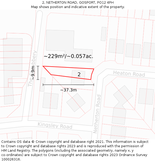 2, NETHERTON ROAD, GOSPORT, PO12 4PH: Plot and title map