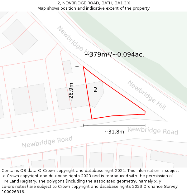 2, NEWBRIDGE ROAD, BATH, BA1 3JX: Plot and title map