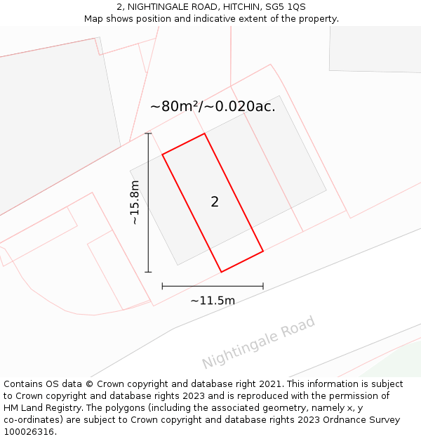 2, NIGHTINGALE ROAD, HITCHIN, SG5 1QS: Plot and title map
