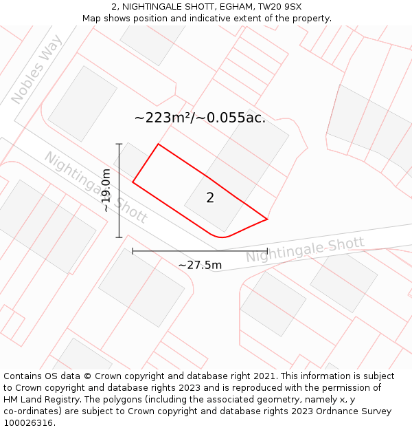2, NIGHTINGALE SHOTT, EGHAM, TW20 9SX: Plot and title map