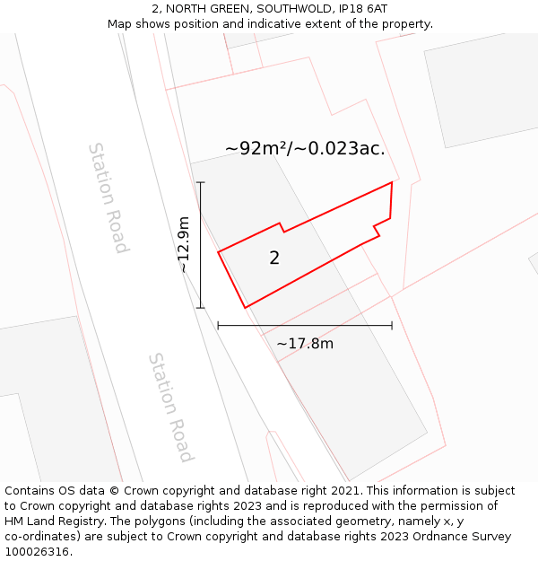 2, NORTH GREEN, SOUTHWOLD, IP18 6AT: Plot and title map