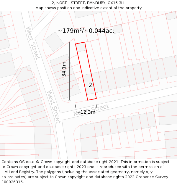 2, NORTH STREET, BANBURY, OX16 3LH: Plot and title map