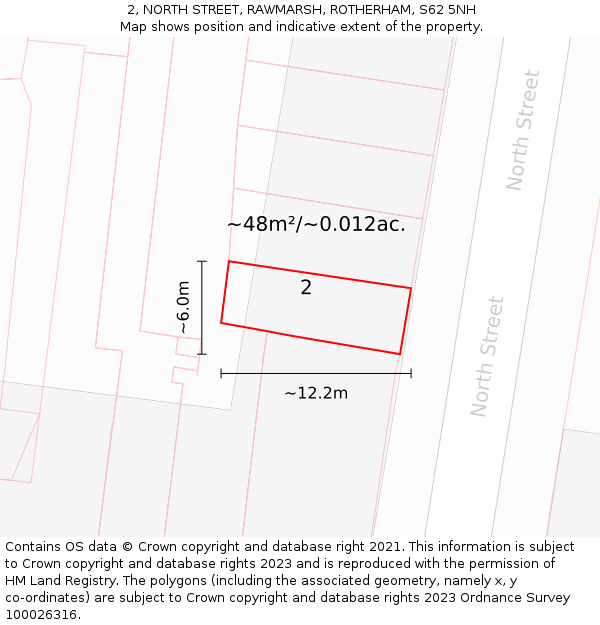 2, NORTH STREET, RAWMARSH, ROTHERHAM, S62 5NH: Plot and title map
