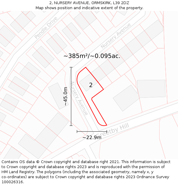 2, NURSERY AVENUE, ORMSKIRK, L39 2DZ: Plot and title map