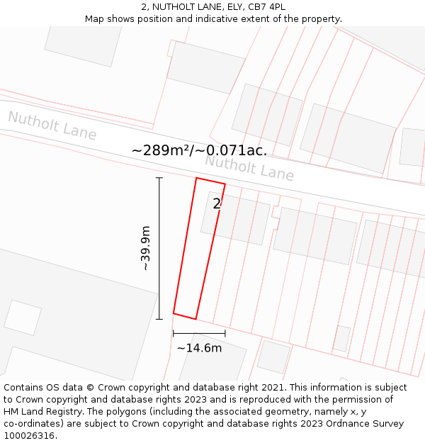 2, NUTHOLT LANE, ELY, CB7 4PL: Plot and title map