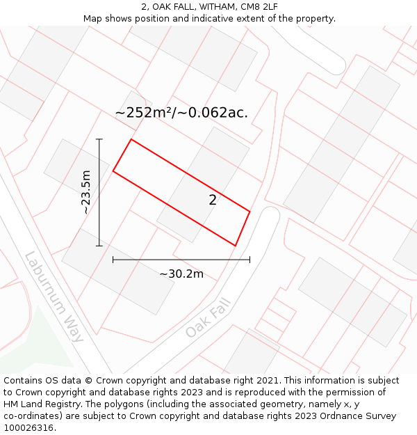 2, OAK FALL, WITHAM, CM8 2LF: Plot and title map
