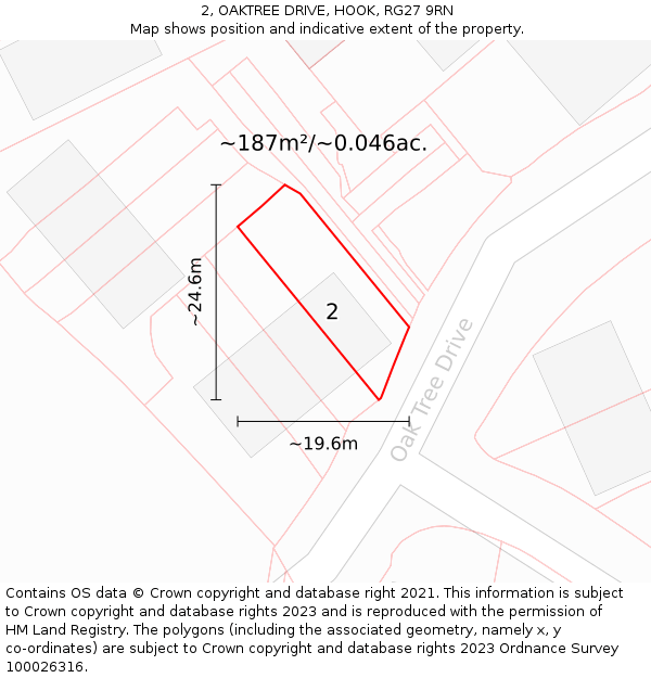2, OAKTREE DRIVE, HOOK, RG27 9RN: Plot and title map