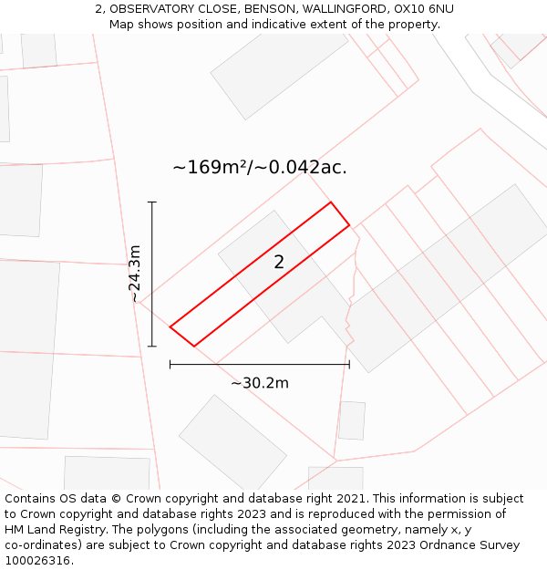 2, OBSERVATORY CLOSE, BENSON, WALLINGFORD, OX10 6NU: Plot and title map