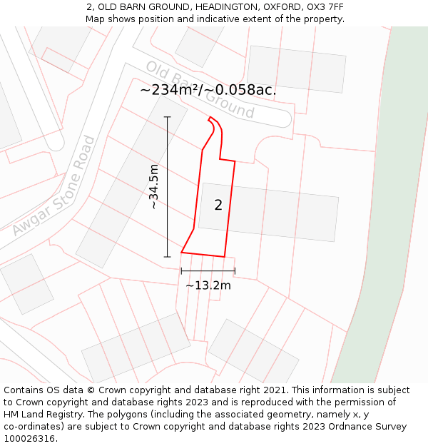 2, OLD BARN GROUND, HEADINGTON, OXFORD, OX3 7FF: Plot and title map