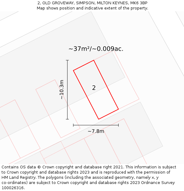 2, OLD GROVEWAY, SIMPSON, MILTON KEYNES, MK6 3BP: Plot and title map