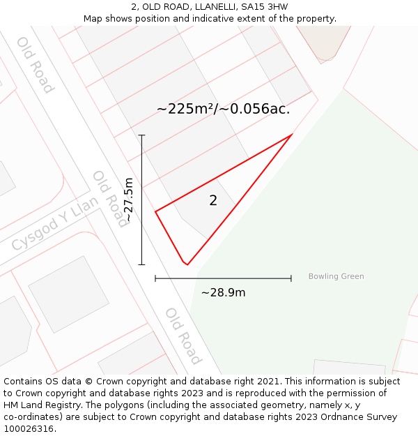 2, OLD ROAD, LLANELLI, SA15 3HW: Plot and title map