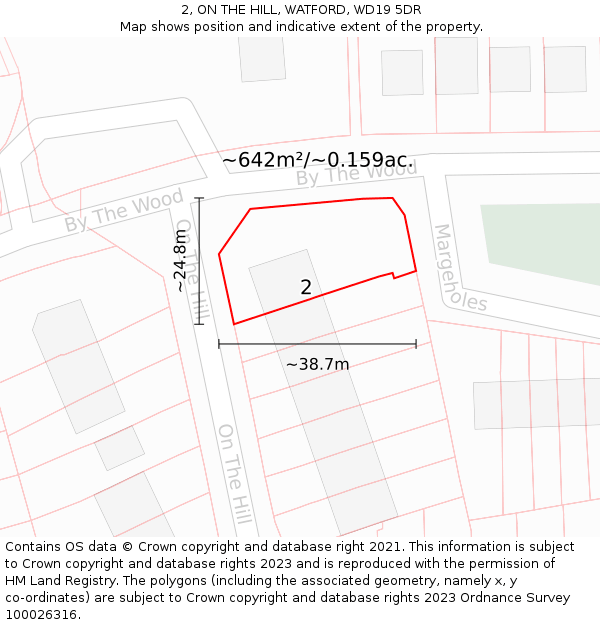 2, ON THE HILL, WATFORD, WD19 5DR: Plot and title map