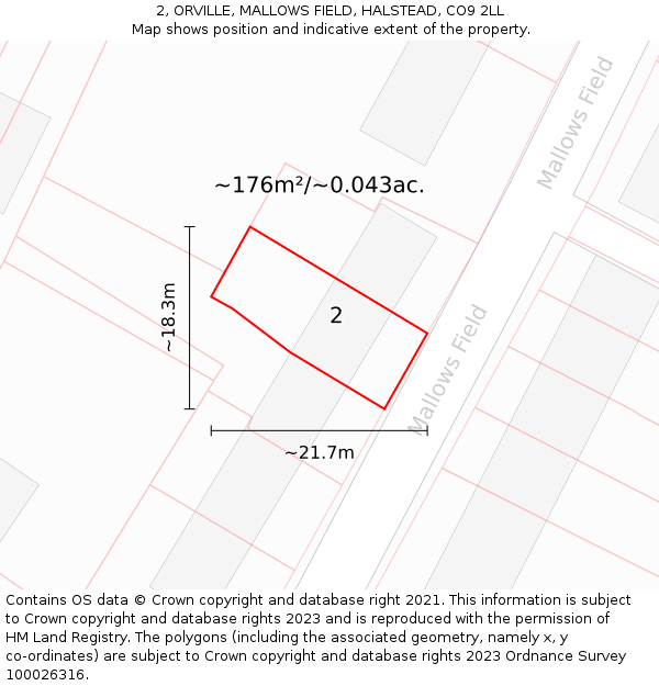 2, ORVILLE, MALLOWS FIELD, HALSTEAD, CO9 2LL: Plot and title map