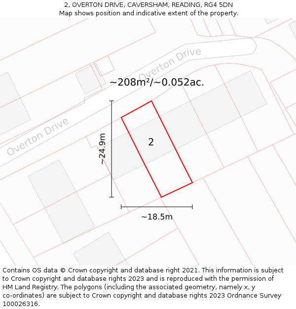 2, OVERTON DRIVE, CAVERSHAM, READING, RG4 5DN: Plot and title map