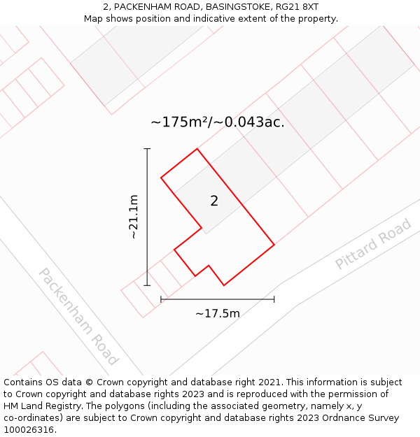 2, PACKENHAM ROAD, BASINGSTOKE, RG21 8XT: Plot and title map