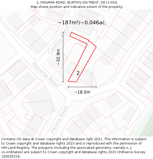 2, PANAMA ROAD, BURTON-ON-TRENT, DE13 0SQ: Plot and title map