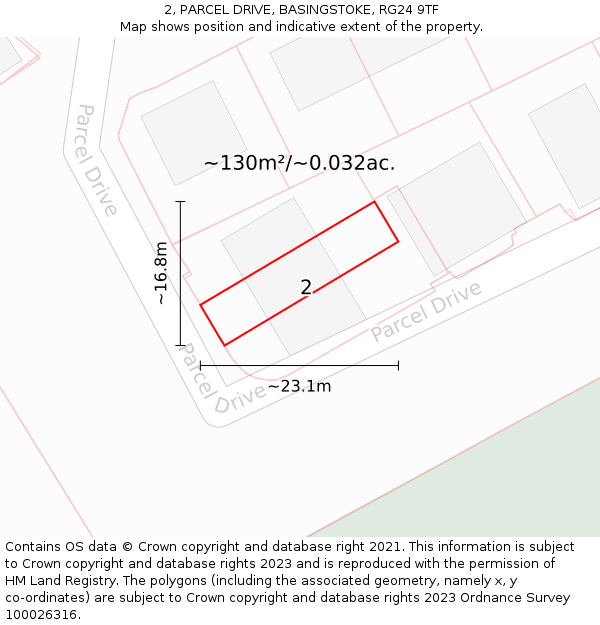 2, PARCEL DRIVE, BASINGSTOKE, RG24 9TF: Plot and title map