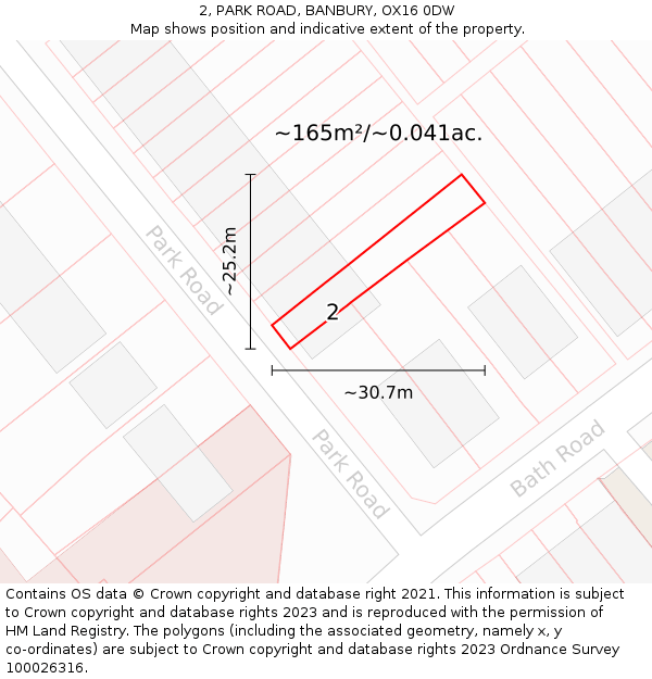 2, PARK ROAD, BANBURY, OX16 0DW: Plot and title map