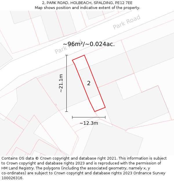 2, PARK ROAD, HOLBEACH, SPALDING, PE12 7EE: Plot and title map