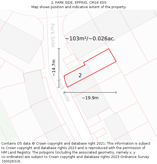 2, PARK SIDE, EPPING, CM16 6SS: Plot and title map