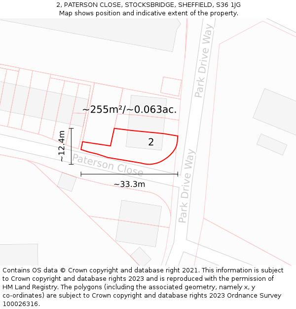 2, PATERSON CLOSE, STOCKSBRIDGE, SHEFFIELD, S36 1JG: Plot and title map