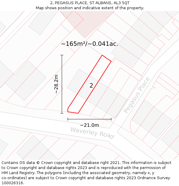 2, PEGASUS PLACE, ST ALBANS, AL3 5QT: Plot and title map
