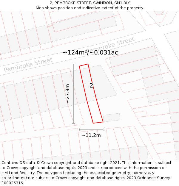 2, PEMBROKE STREET, SWINDON, SN1 3LY: Plot and title map