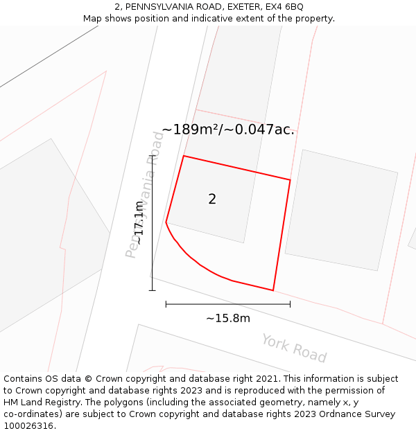 2, PENNSYLVANIA ROAD, EXETER, EX4 6BQ: Plot and title map