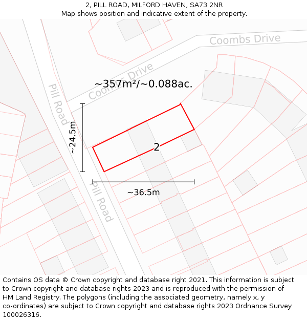 2, PILL ROAD, MILFORD HAVEN, SA73 2NR: Plot and title map