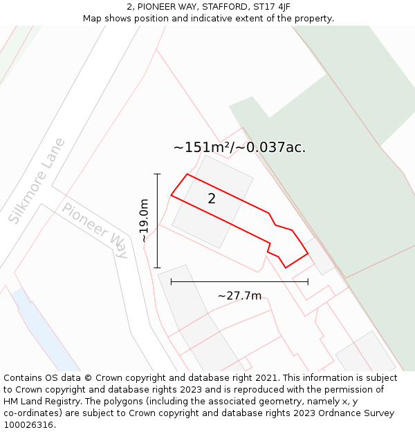 2, PIONEER WAY, STAFFORD, ST17 4JF: Plot and title map