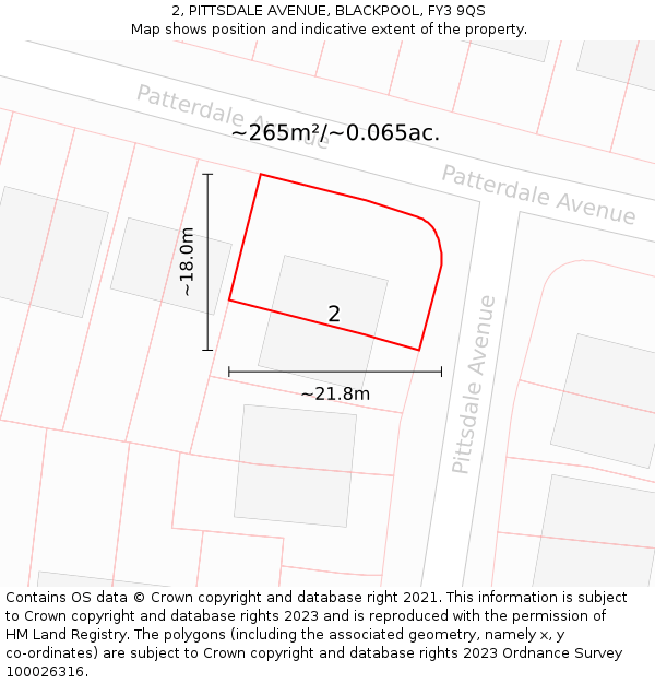 2, PITTSDALE AVENUE, BLACKPOOL, FY3 9QS: Plot and title map