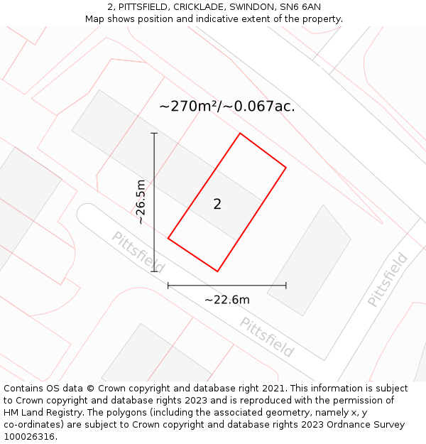 2, PITTSFIELD, CRICKLADE, SWINDON, SN6 6AN: Plot and title map