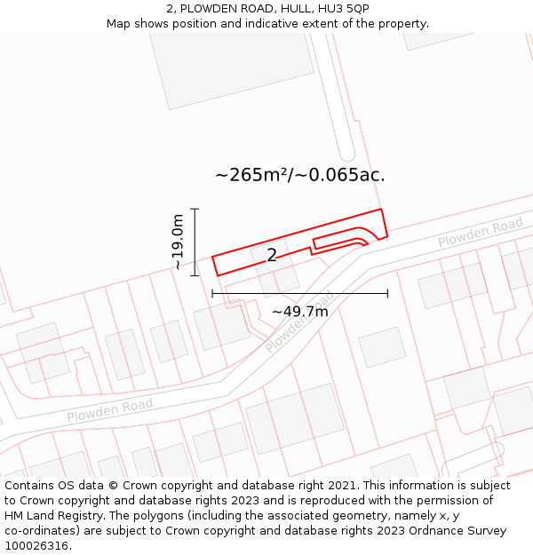 2, PLOWDEN ROAD, HULL, HU3 5QP: Plot and title map