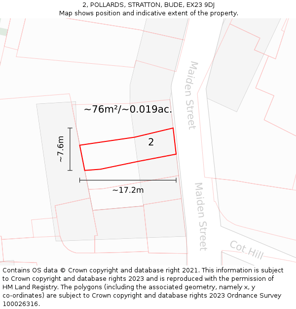 2, POLLARDS, STRATTON, BUDE, EX23 9DJ: Plot and title map